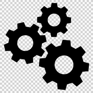 Simple monochrome icon of three gears. Industry, industrial concept. Illustrazione stock