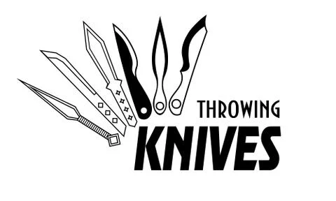 Simple monochrome logo with six different throwing knives Stock Illustration