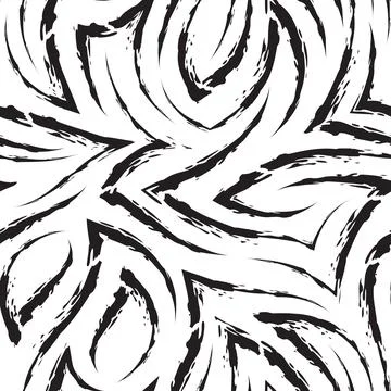 Simple monochrome seamless pattern of stripes with ragged edges. Black seamless Stock Illustration