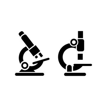 Simple monocular microscopes icon set Stock Illustration