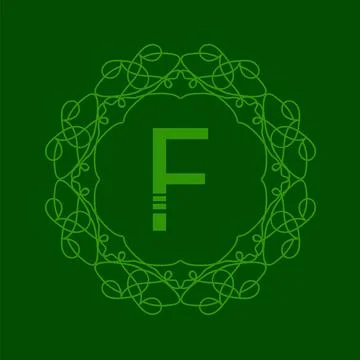 Simple Monogram F Simple Monogram F Design Template on Green Background Co... Stock Photos