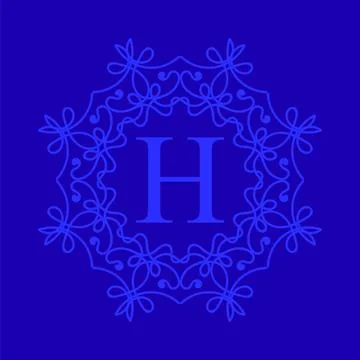 Simple Monogram H Simple Monogram H Design Template on Blue Background Cop... Stock Photos