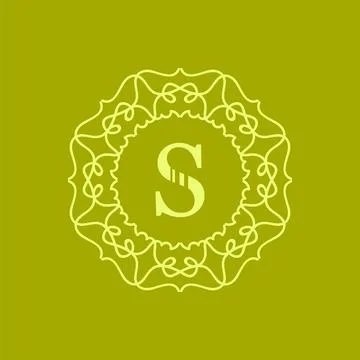 Simple Monogram S Simple Monogram S Design Template on Pink Background Cop... Stock Photos