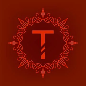 Simple Monogram T Simple Monogram T Design Template on Red Background Copy... Stock Photos