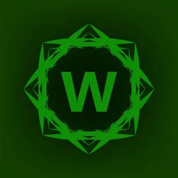 Simple Monogram W Simple Monogram W Design Template on Green Background Co... Stock Photos