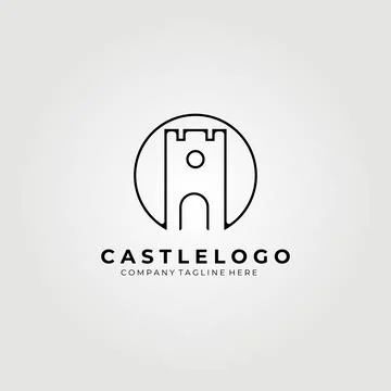 Simple monoline castle logo vector illustration design Stock Illustration