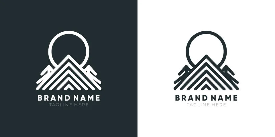 Simple monoline logo design in vector format. Stock Illustration