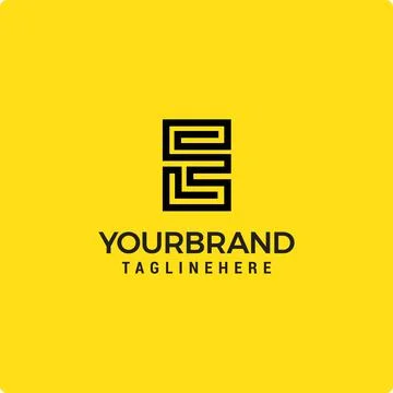 Simple monoline outline Initial E logo template Stock Illustration