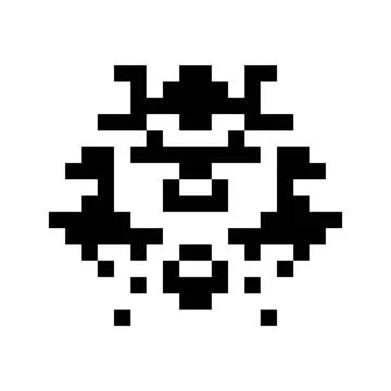Simple monster pixel face A simple monster pixel face black and white Copy... Stock Photos