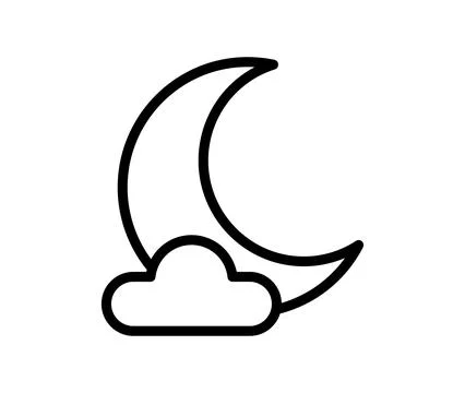 Simple Moon and Cloud Outline Illustrations for Nighttime Themes Stock Illustration