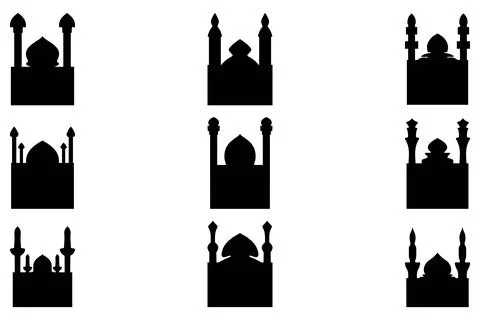 Simple mosque building icon set Stock Illustration