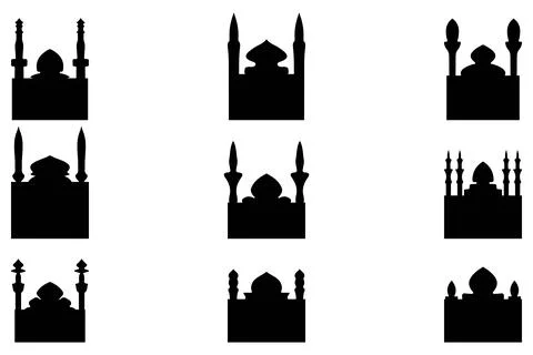Simple mosque building icon set Stock Illustration