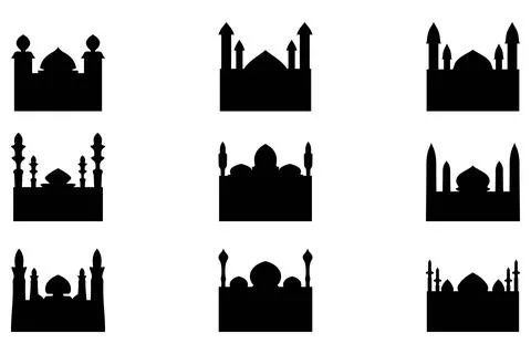 Simple mosque building icon set Stock Illustration