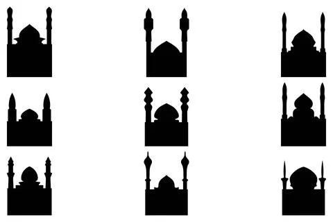 Simple mosque building icon set Stock Illustration