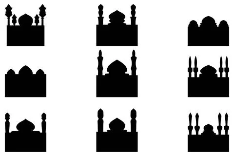 Simple mosque building icon set Stock Illustration