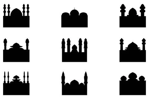 Simple mosque building icon set Stock Illustration