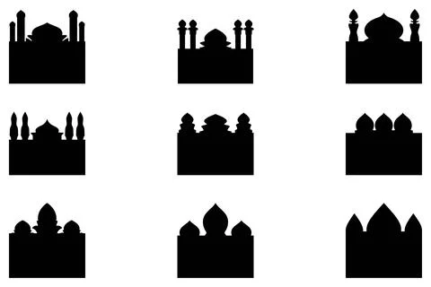Simple mosque building icon set Stock Illustration