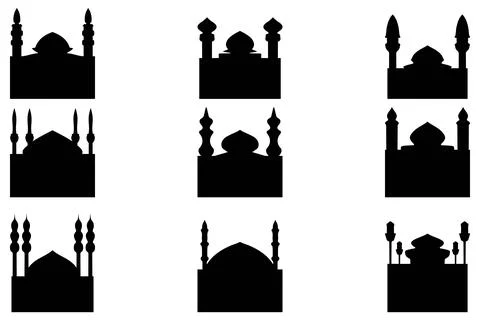 Simple mosque building icon set Stock Illustration