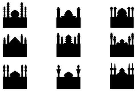 Simple mosque building icon set Stock Illustration