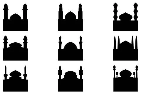 Simple mosque building icon set Stock Illustration