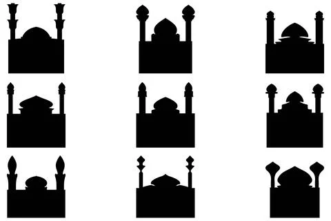 Simple mosque building icon set Stock Illustration