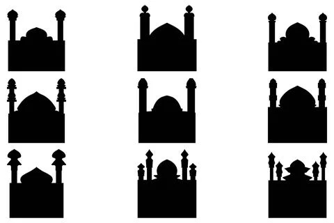 Simple mosque building icon set Stock Illustration