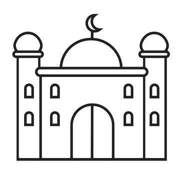 Simple Mosque icon line vector for Ramadan Kareem, Eid al-Adha Islam signs. M Stock Illustration