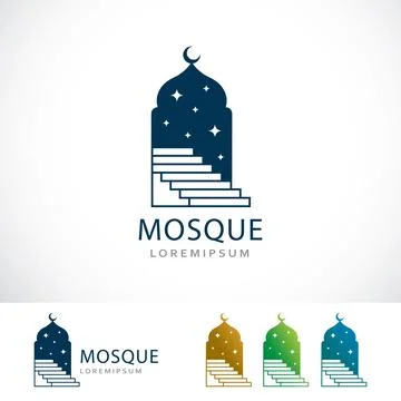 Simple Mosque Logo Design Template Stock Illustration