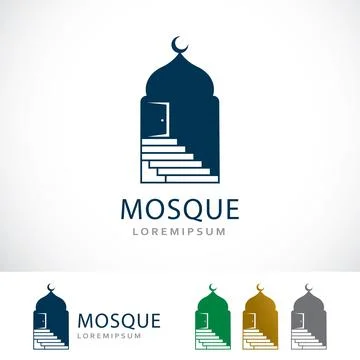 Simple Mosque Logo Design Template Stock Illustration