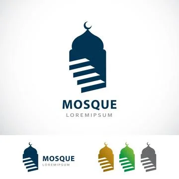 Simple Mosque Logo Design Template Stock Illustration