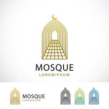 Simple Mosque Logo Design Template Stock Illustration