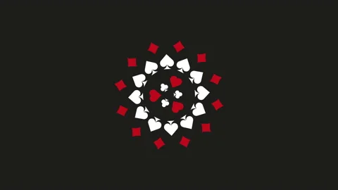 Simple motion graphic gambling concept animated rosette with playing cards Stock Footage