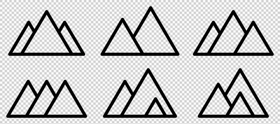 Simple mountain icon pack, editable stroke path vector illustration Illustration