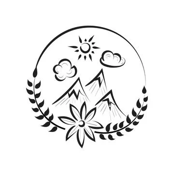 Simple mountain landscape design. Stock Illustration