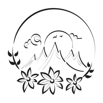 Simple mountain landscape design. Illustrazione stock