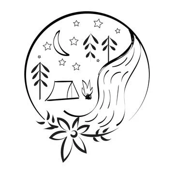 Simple mountain landscape design. Stock Illustration