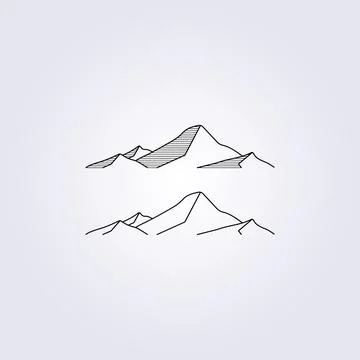 Simple mountain line illustration icon logo template background vector design Stock Illustration