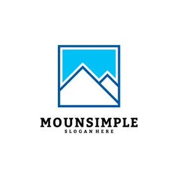 Simple mountain logo vector template design, mount in box, A-initial logo. Stock Illustration