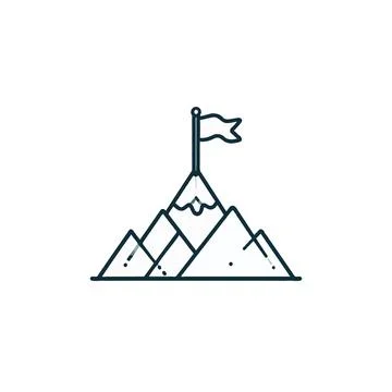 A simple mountain peak with flag illustration symbolizes achievement and co.. Stock Illustration