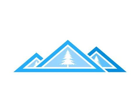 Simple mountain with pine tree inside Stock Illustration