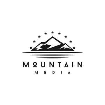 Simple Mountain with Star logo design Stock Illustration
