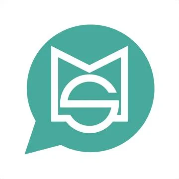 Simple MS, SM initials message bubble company vector logo and icon Stock Illustration