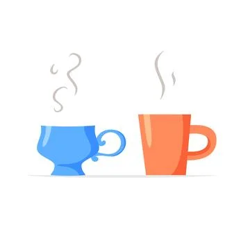 Simple mug and fancy cup with hot drinks, two different cups with coffee or tea Stock Illustration