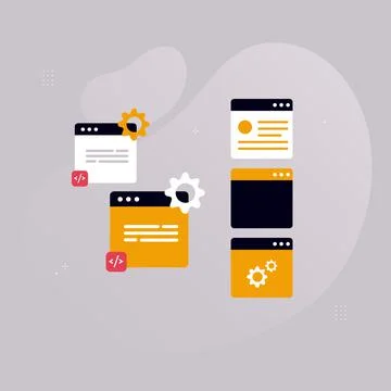 Simple multi-colored icons related to programming and communication on backgr Stockillustratie