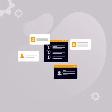 Simple multi-colored icons related to programming and communication on backgr Stock Illustration