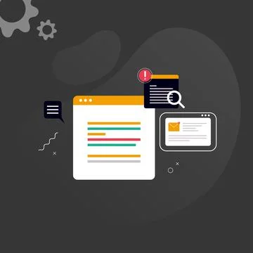 Simple multi-colored icons related to programming and communication on backgr Stock Illustration