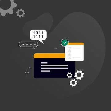 Simple multi-colored icons related to programming and communication on backgr Stock Illustration