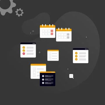 Simple multi-colored icons related to programming and communication on backgr Stock Illustration