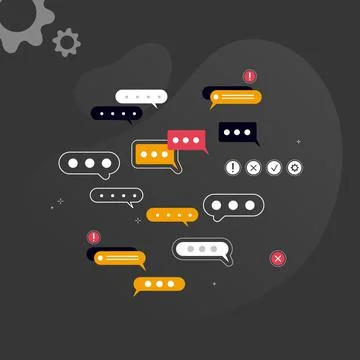 Simple multi-colored icons related to programming and communication on backgr Stock Illustration