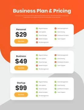 Simple multipurpose business plan and pricing web interface design with che.. Illustrazione stock